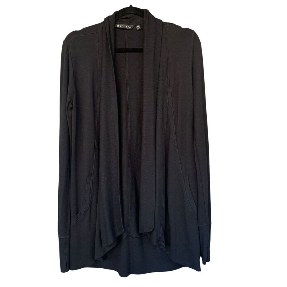 Athleta Pranayama Cardigan Sweater Womens Extra Small XS Open Front Thumbholes